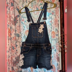 Dark wash jean shortalls girls size 10-12